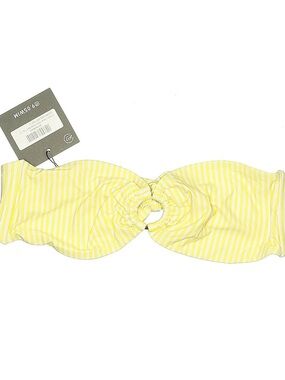 Yellow Stripe Ring-Front Bandeau Bikini Top NWT